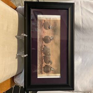 Hand created 9”-15” black framed newspaper print of wonderful Bobwhites with